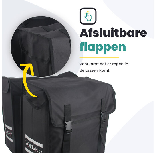 Voltano Dubbele Fietstas XXL - Zwart - 60 Liter