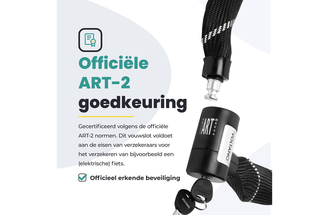 Voltano ART2 Kettingslot - Zwart - 120 CM - ART 2 Slot