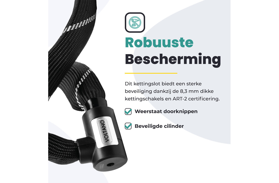 Voltano ART2 Kettingslot - Zwart - 120 CM - ART 2 Slot