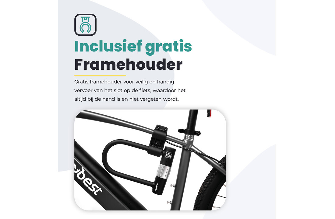 Voltano Beugelslot ART4 - Zwart - Gratis Framehouder - 180 x 320 MM