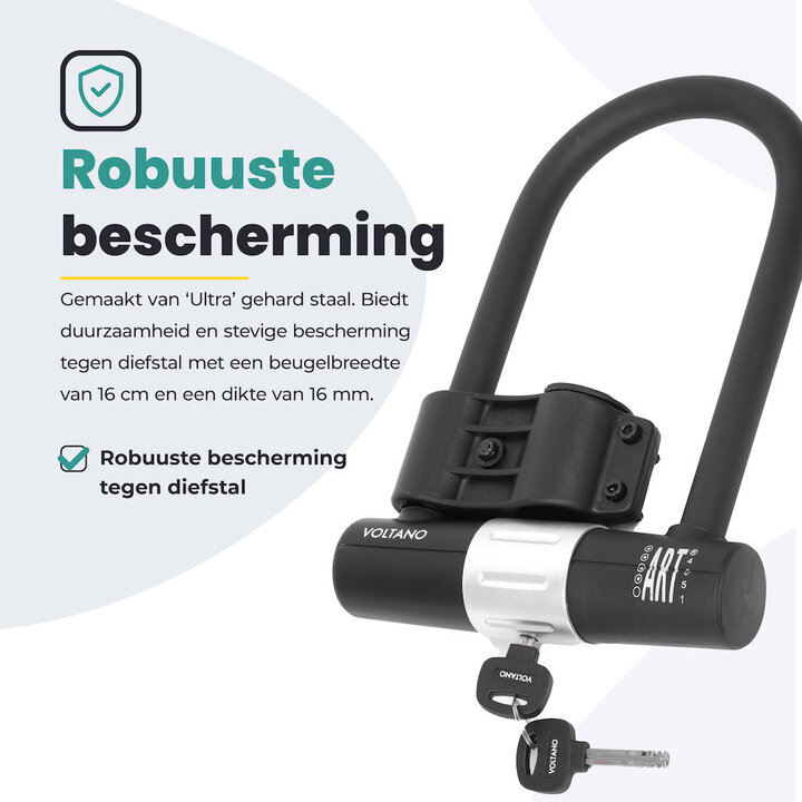 Voltano Beugelslot ART4 - Zwart - Gratis Framehouder - 180 x 320 MM