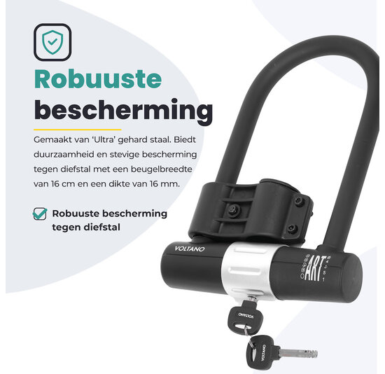 Voltano Beugelslot ART4 - Zwart - Gratis Framehouder - 180 x 320 MM