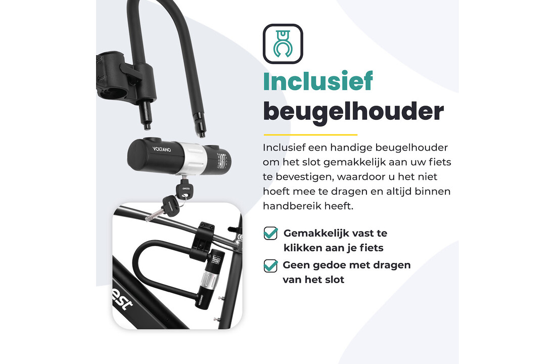 Voltano Beugelslot ART4 - Zwart - Gratis Framehouder - 180 x 320 MM