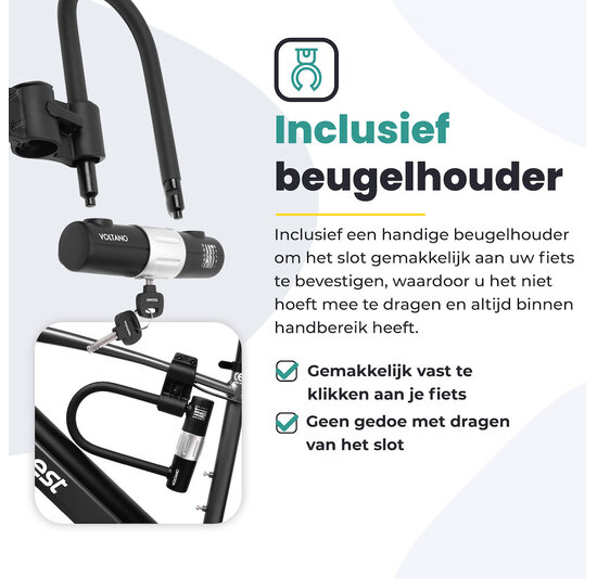 Voltano Beugelslot ART4 - Zwart - Gratis Framehouder - 180 x 320 MM