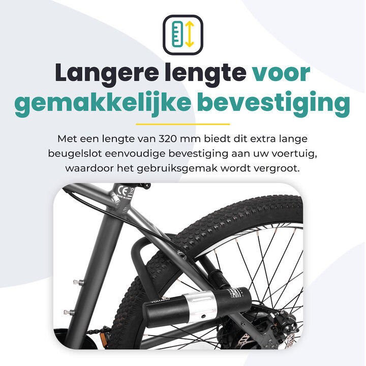 Voltano Beugelslot ART4 - Zwart - Gratis Framehouder - 180 x 320 MM