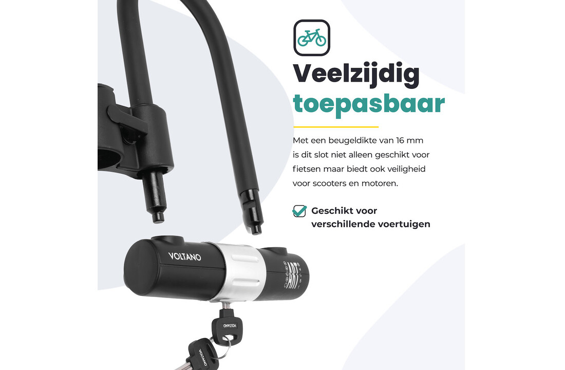 Voltano Beugelslot ART4 - Zwart - Gratis Framehouder - 180 x 320 MM
