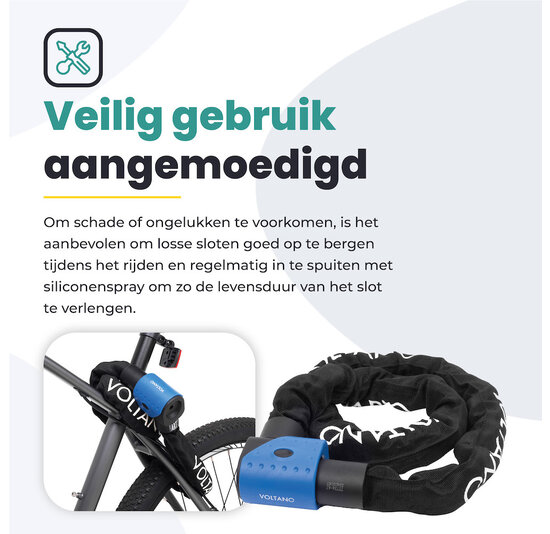 Voltano ART3 Kettingslot - Zwart - 120 CM - ART 3 Slot