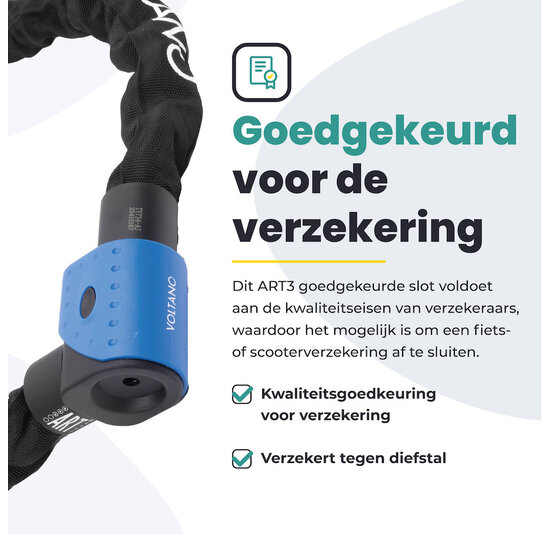 Voltano ART3 Kettingslot - Zwart - 120 CM - ART 3 Slot