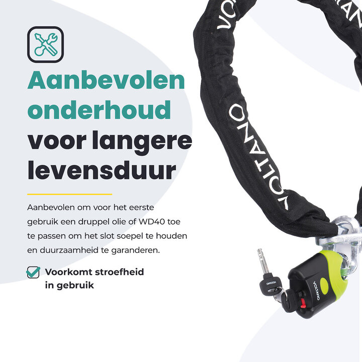 Voltano ART4 Kettingslot - Zwart - 130 CM - ART 4 Slot