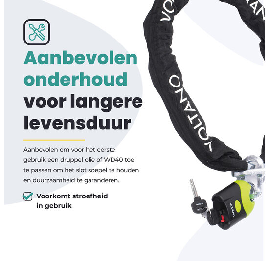 Voltano ART4 Kettingslot - Zwart - 130 CM - ART 4 Slot