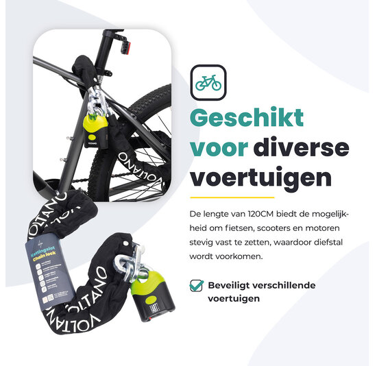 Voltano ART4 Kettingslot - Zwart - 130 CM - ART 4 Slot