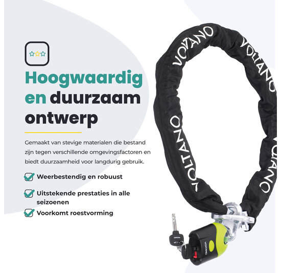 Voltano ART4 Kettingslot - Zwart - 130 CM - ART 4 Slot