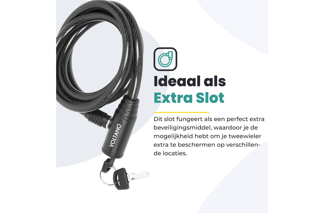 Voltano Gepantserd Kabelslot - 120CM - Zwart - ⌀10mm