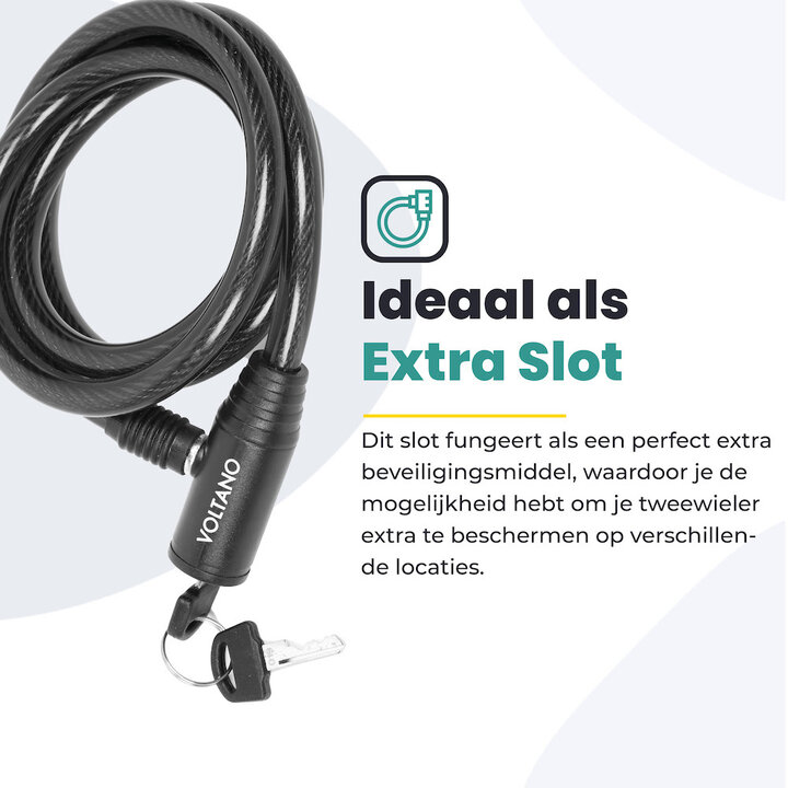 Voltano Gepantserd Kabelslot - 120CM - Zwart - ⌀10mm