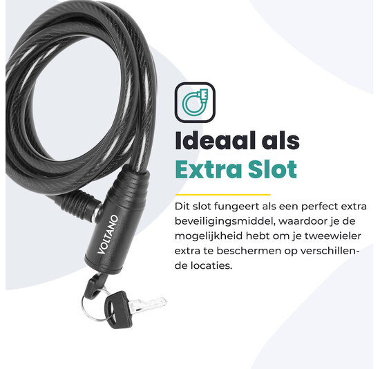 Voltano Gepantserd Kabelslot - 120CM - Zwart - ⌀10mm