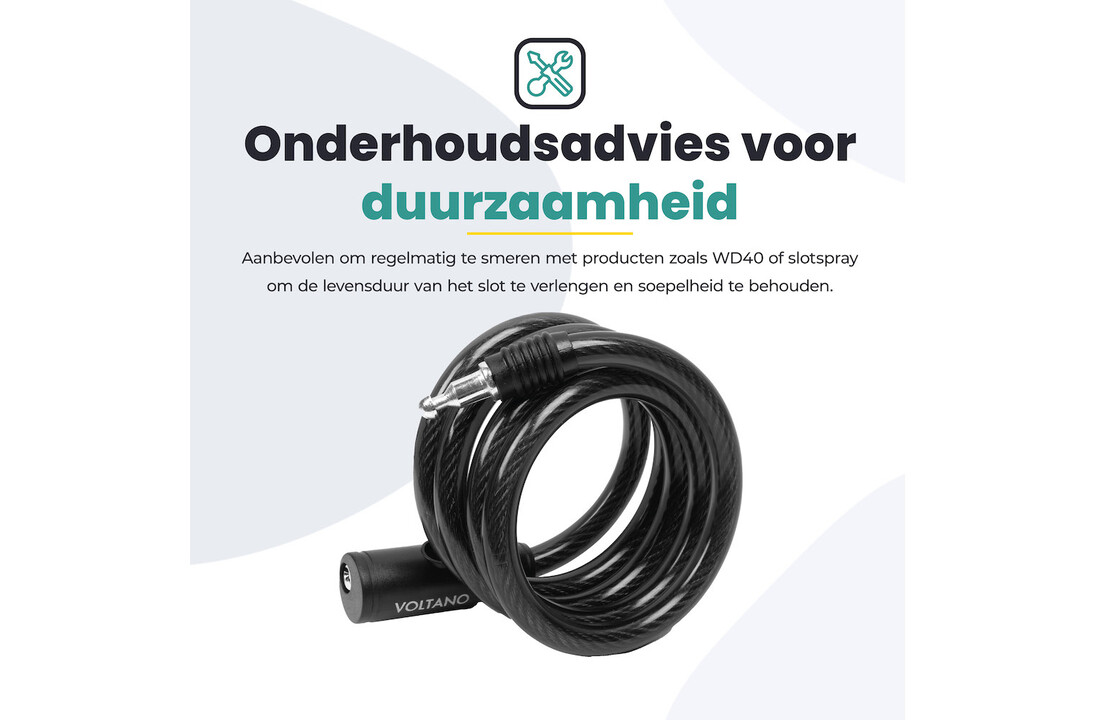 Voltano Gepantserd Kabelslot - 120CM - Zwart - ⌀10mm