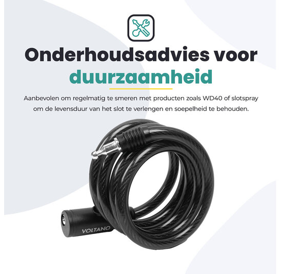 Voltano Gepantserd Kabelslot - 120CM - Zwart - ⌀10mm