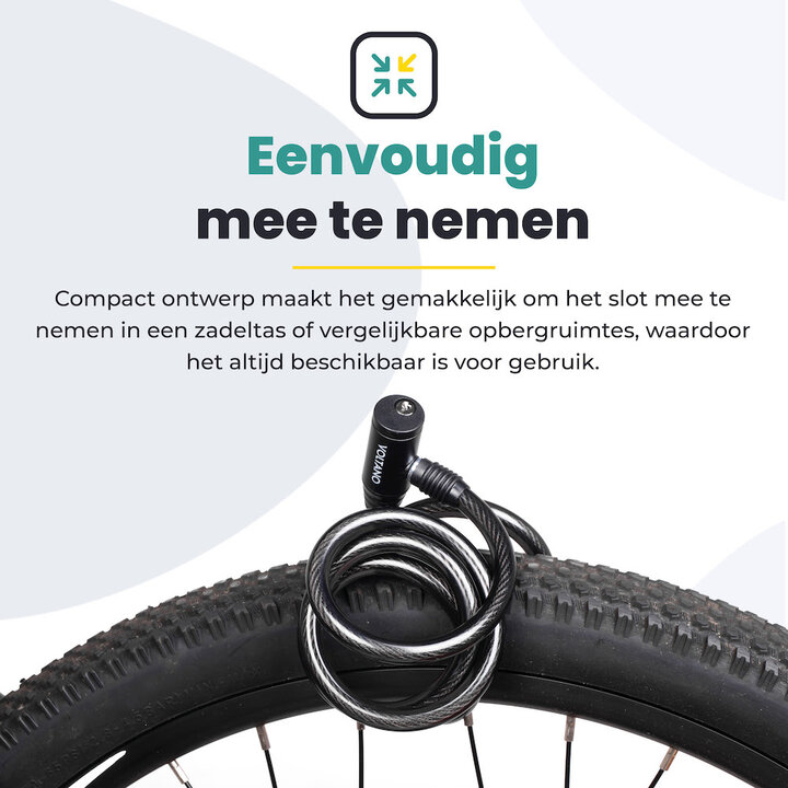 Voltano Gepantserd Kabelslot - 120CM - Zwart - ⌀10mm
