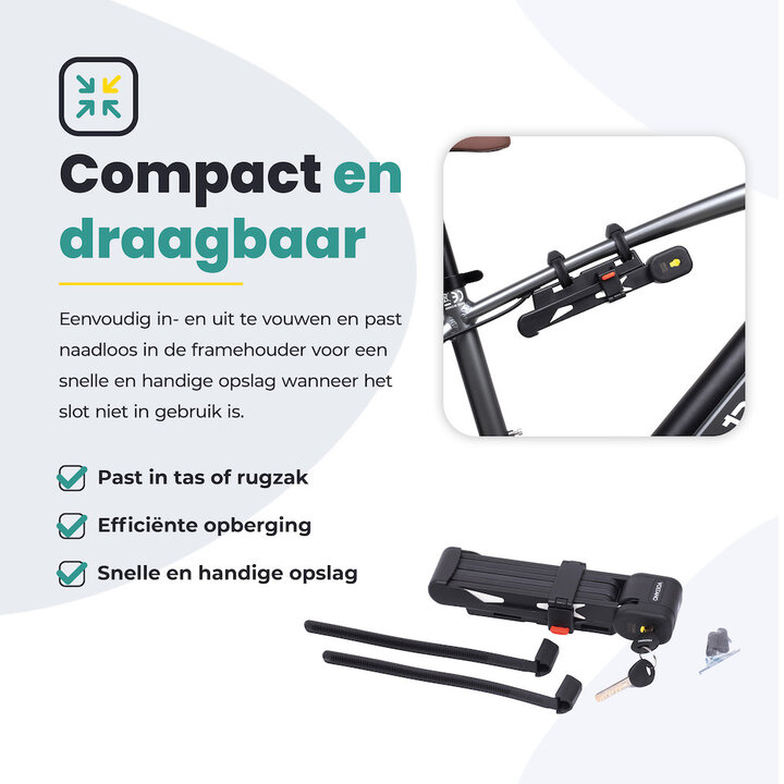 Voltano Vouwslot ART2 - Zwart - 95 CM - Met Framehouder