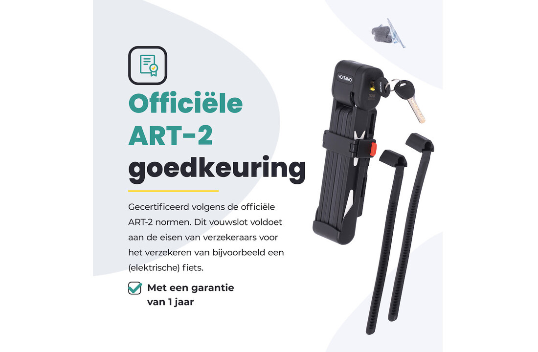 Voltano Vouwslot ART2 - Zwart - 95 CM - Met Framehouder