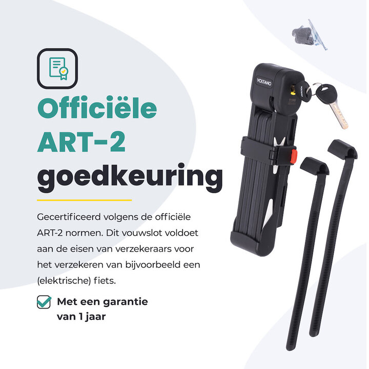 Voltano Vouwslot ART2 - Zwart - 95 CM - Met Framehouder