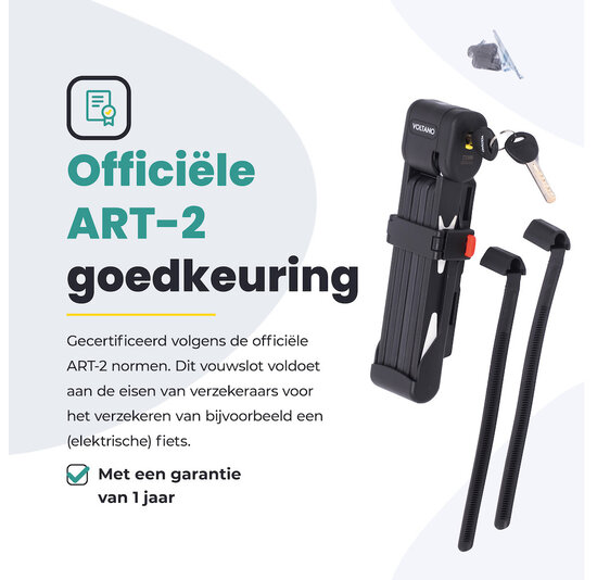 Voltano Vouwslot ART2 - Zwart - 95 CM - Met Framehouder