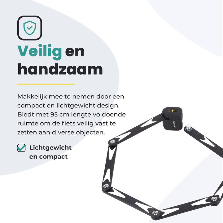 Voltano Vouwslot ART2 - Zwart - 95 CM - Met Framehouder