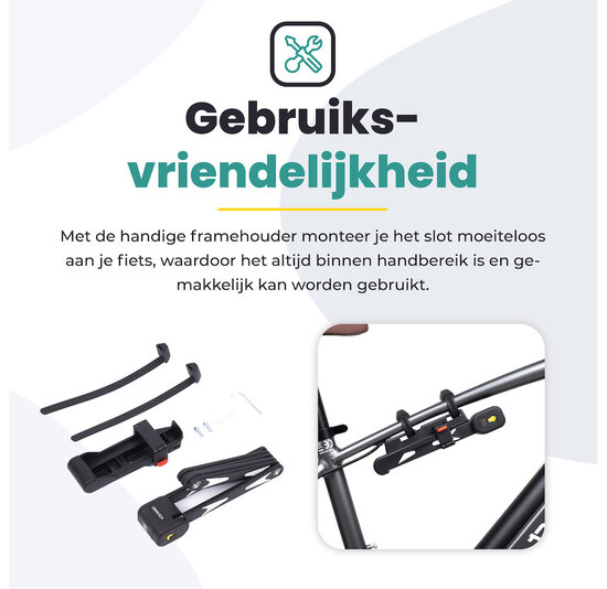 Voltano Vouwslot ART2 - Zwart - 95 CM - Met Framehouder