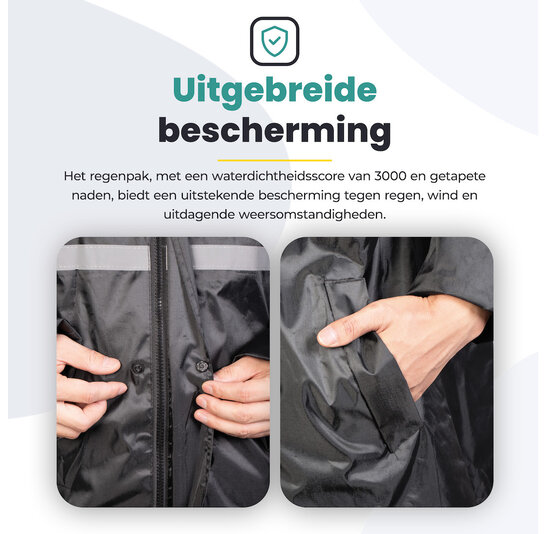 Voltano Regenpak Met Capuchon - Zwart - Inclusief Draagtas