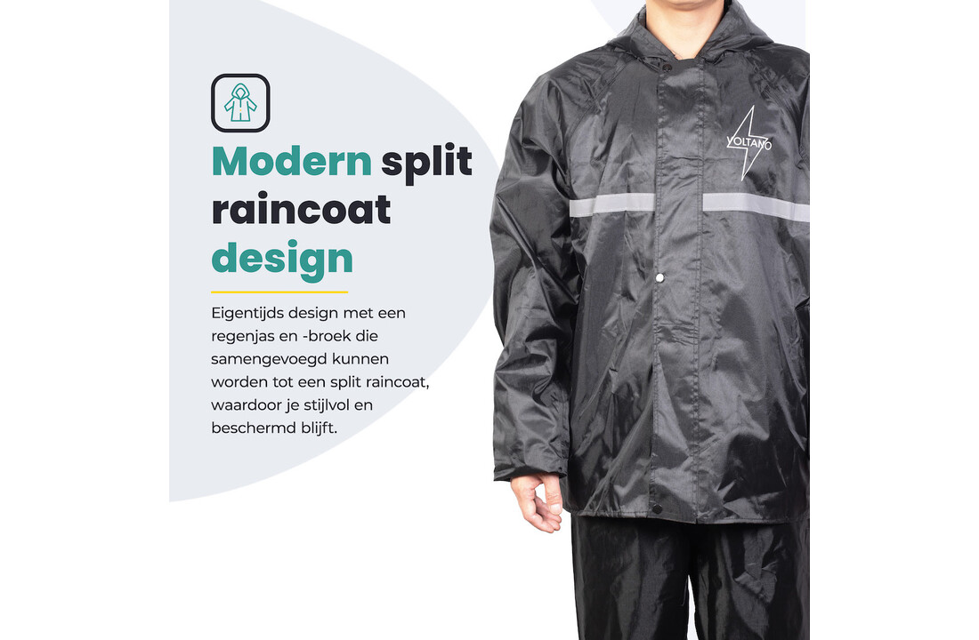 Voltano Regenpak Met Capuchon - Zwart - Inclusief Draagtas