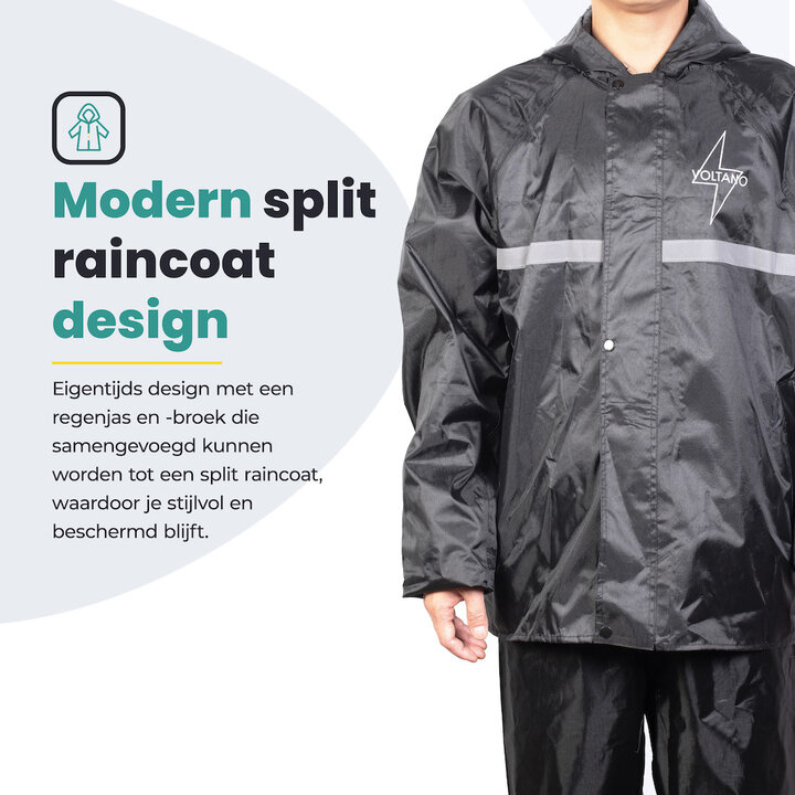 Voltano Regenpak Met Capuchon - Zwart - Inclusief Draagtas