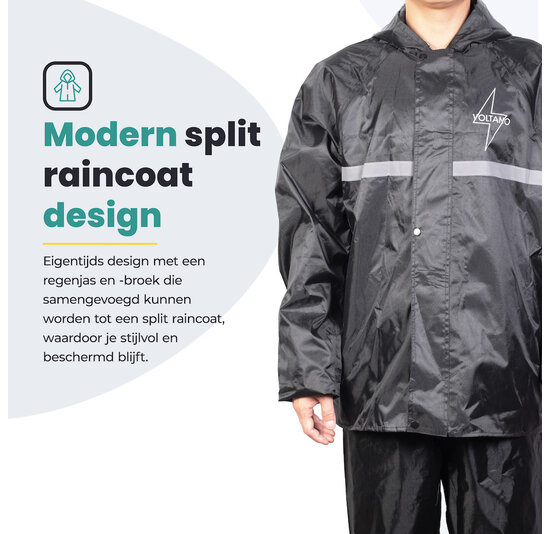 Voltano Regenpak Met Capuchon - Zwart - Inclusief Draagtas