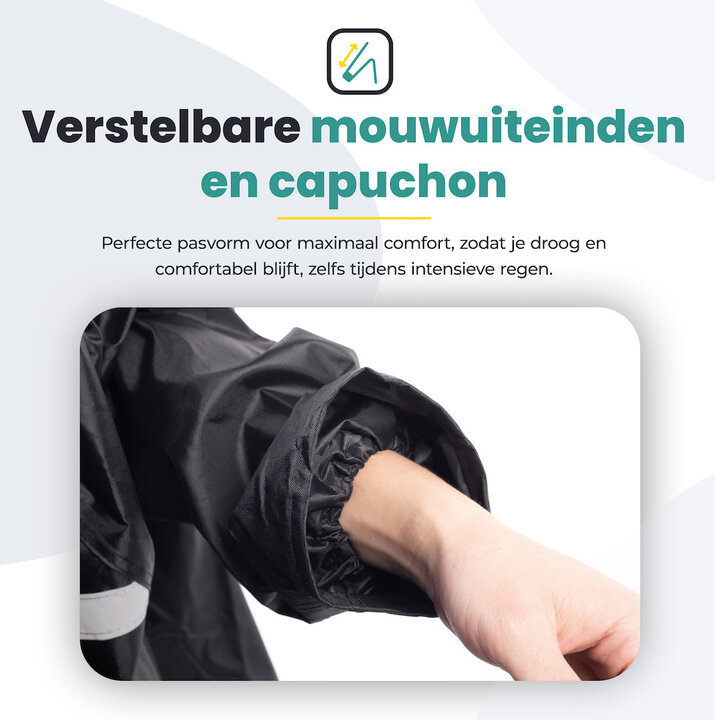 Voltano Regenpak Met Capuchon - Zwart - Inclusief Draagtas