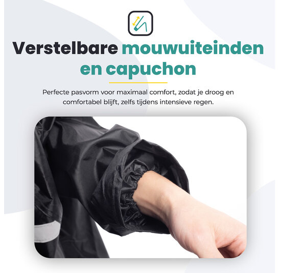 Voltano Regenpak Met Capuchon - Zwart - Inclusief Draagtas