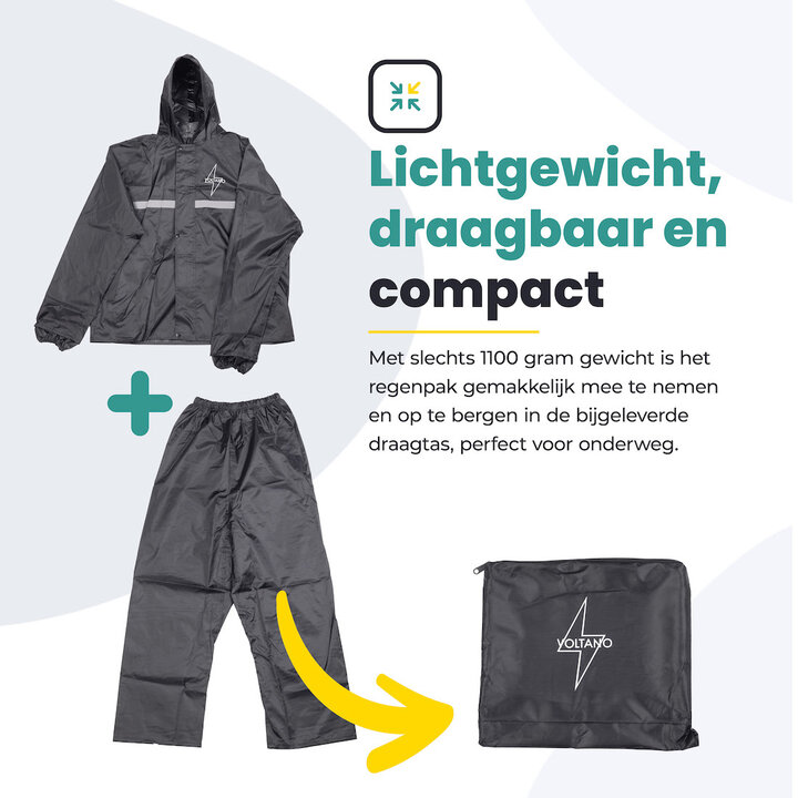 Voltano Regenpak Met Capuchon - Zwart - Inclusief Draagtas