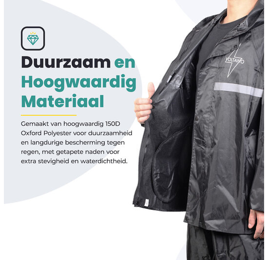 Voltano Regenpak Met Capuchon - Zwart - Inclusief Draagtas