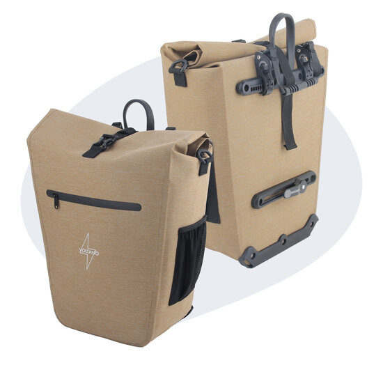 Voltano Luxe E-bike Fietstas 28L - Beige - Pakaftas Met Laptop vak - 100% Waterdicht