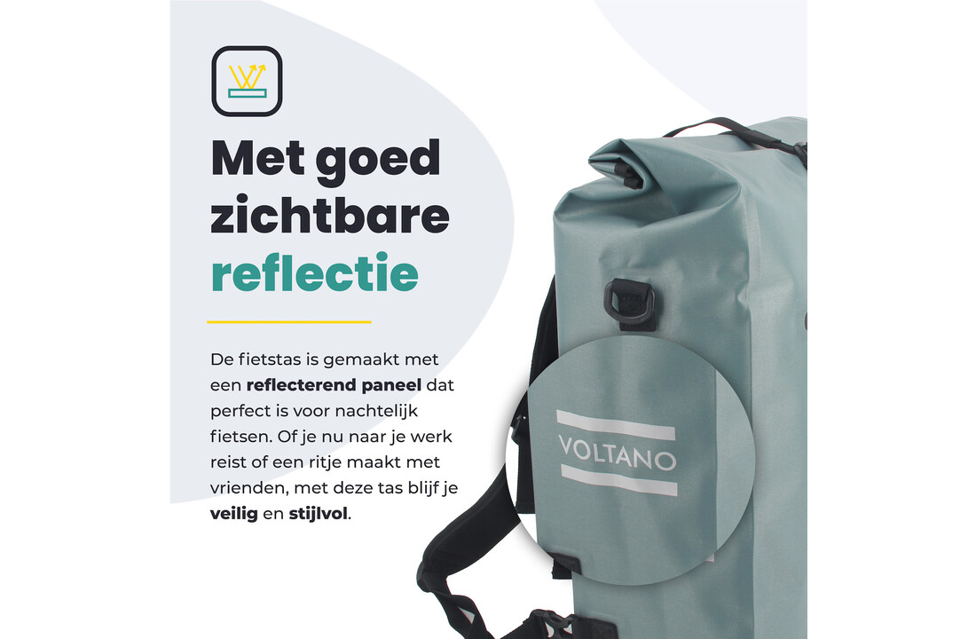 Voltano Luxe E-bike Fietstas / Rugtas - Ice Blauw - 28L - Laptopvak