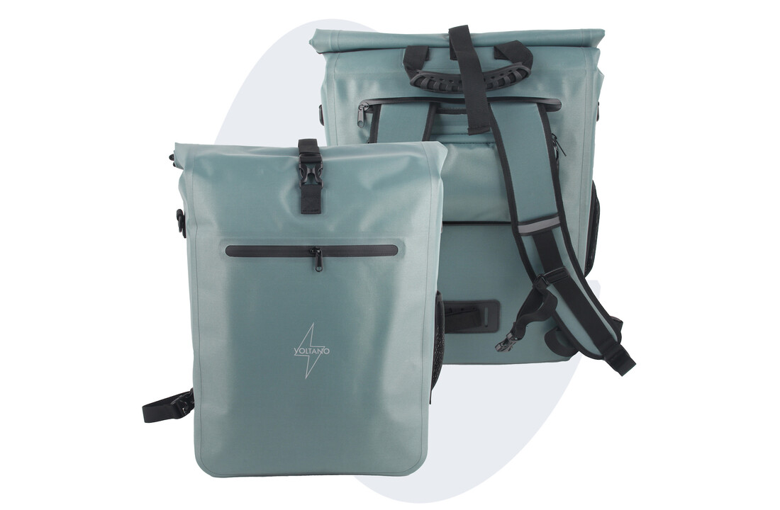 Voltano Luxe E-bike Fietstas / Rugtas - Ice Blauw - 28L - Laptopvak