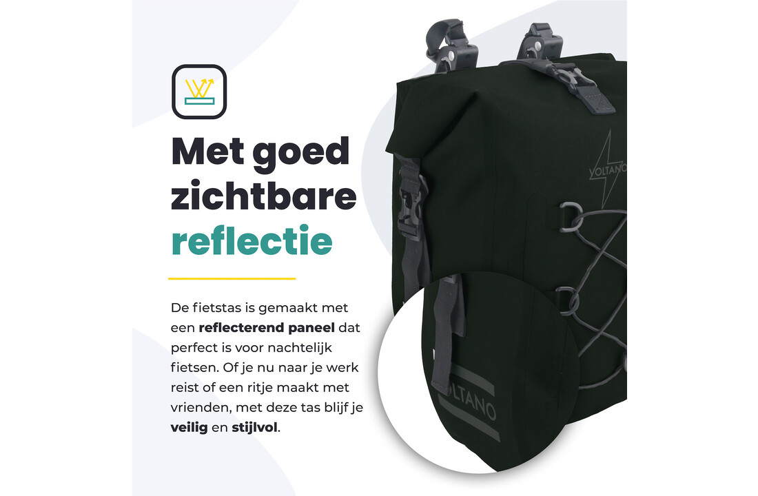 Voltano Explorer E-bike Fietstas 19L - Olijf Groen - Pakaftas - 100% Waterdicht