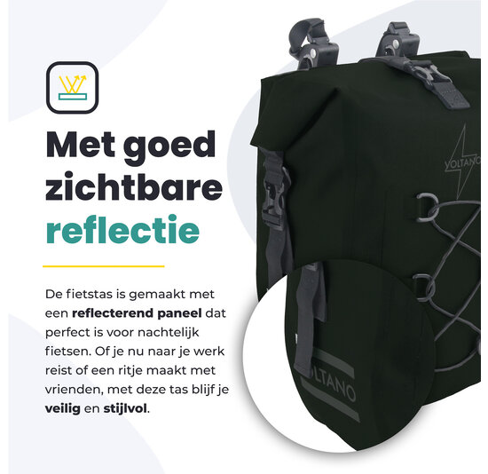 Voltano Explorer E-bike Fietstas 19L - Olijf Groen - Pakaftas - 100% Waterdicht