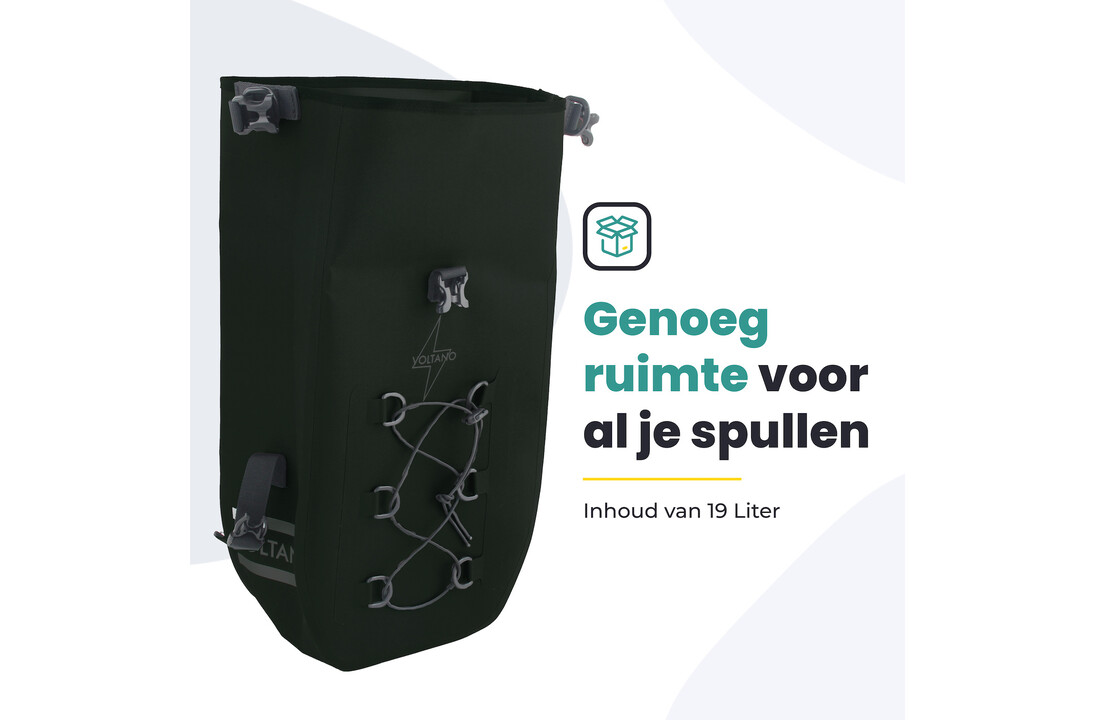 Voltano Explorer E-bike Fietstas 19L - Olijf Groen - Pakaftas - 100% Waterdicht