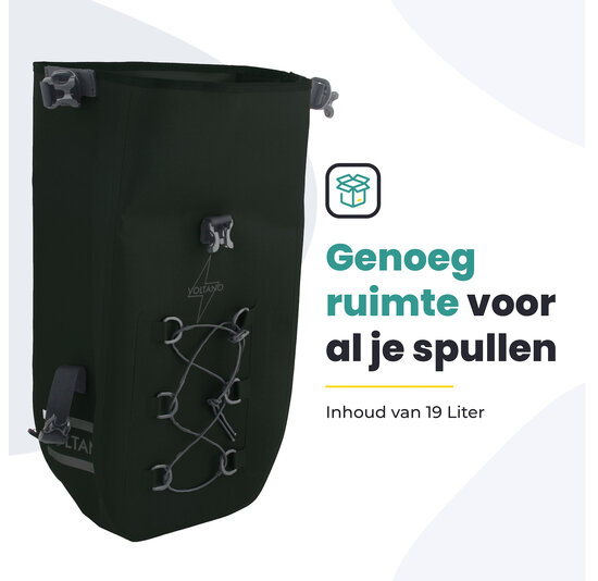 Voltano Explorer E-bike Fietstas 19L - Olijf Groen - Pakaftas - 100% Waterdicht