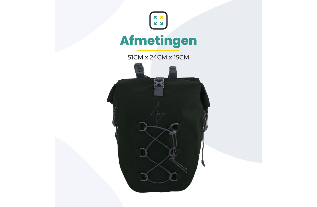 Voltano Explorer E-bike Fietstas 19L - Olijf Groen - Pakaftas - 100% Waterdicht