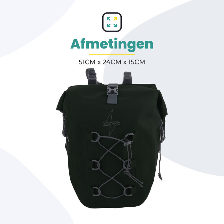 Voltano Explorer E-bike Fietstas 19L - Olijf Groen - Pakaftas - 100% Waterdicht