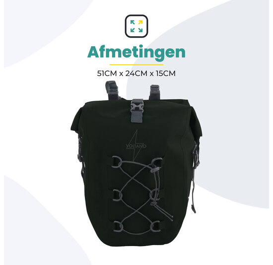 Voltano Explorer E-bike Fietstas 19L - Olijf Groen - Pakaftas - 100% Waterdicht