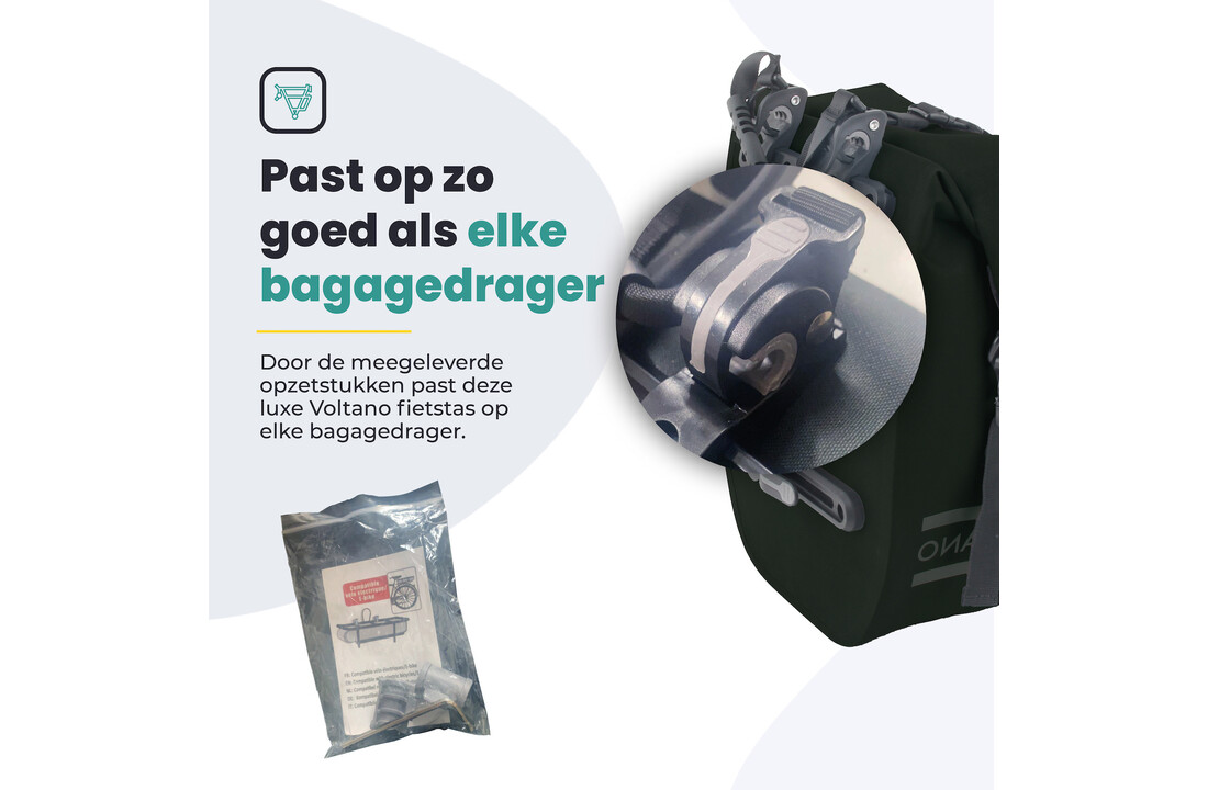 Voltano Explorer E-bike Fietstas 19L - Olijf Groen - Pakaftas - 100% Waterdicht