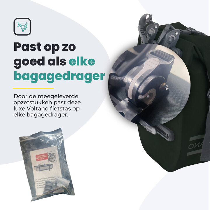 Voltano Explorer E-bike Fietstas 19L - Olijf Groen - Pakaftas - 100% Waterdicht