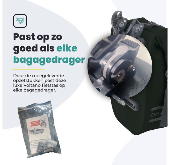 Voltano Explorer E-bike Fietstas 19L - Olijf Groen - Pakaftas - 100% Waterdicht