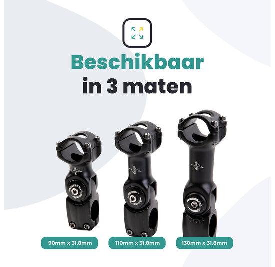 Voltano A-Head Verstelbare Stuurpen Voorbouw – 1-1/8” 28,6 / 130 mm / 31,8 mm – Zwart - º60 graden Verstelbaar - Stuur Verhoger